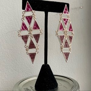 3D Printed Art Deco Triangle Drop Earrings w/American Alligator
